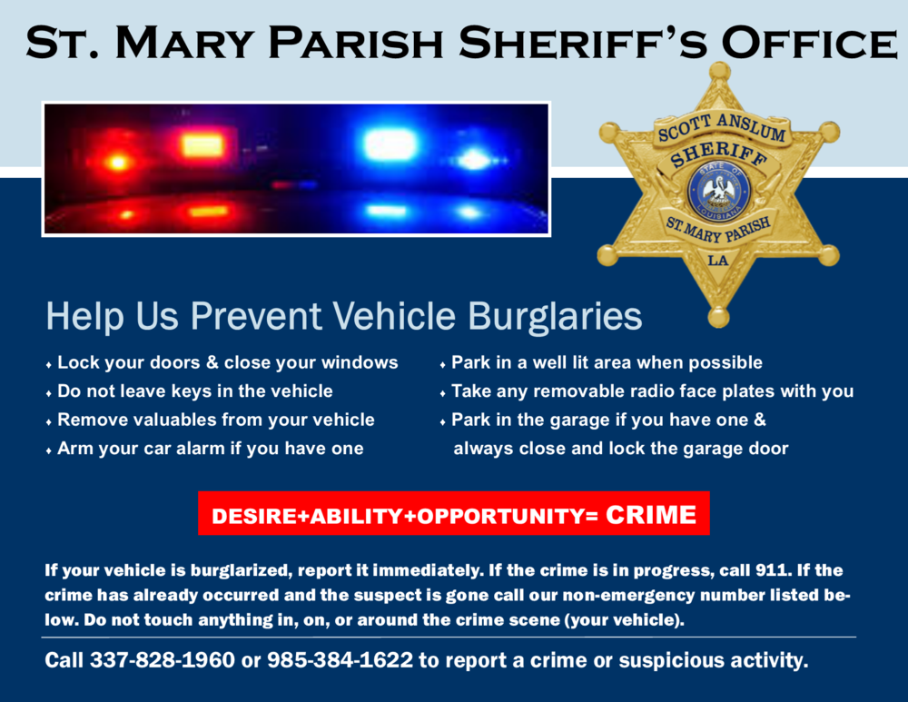 image with tips to prevent vehicle burglary