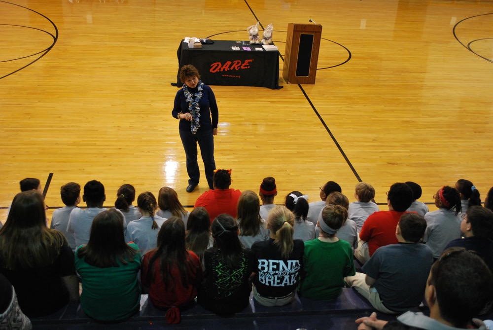 Jacki Ackel, Safe and Drug Free Schools Advocate and Berwick Council Member speaking to students