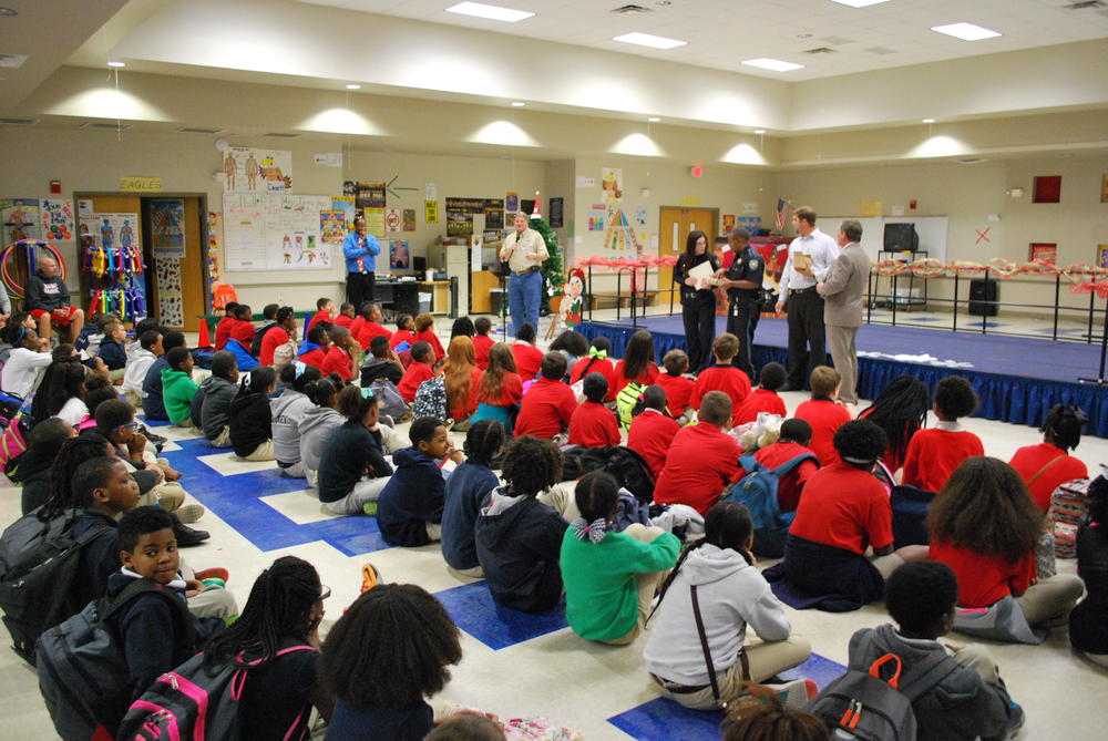 St. Mary Parish Sheriff Mark Hebert speaking to DARE students