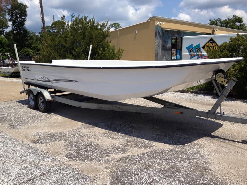 Stolen White Boat on trailer