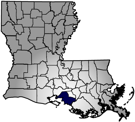 Map of Louisiana highlighting St. Mary Parish's location within the state
